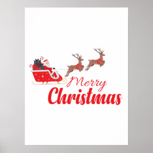 Weihnachtsbaum und Rentiere Poster