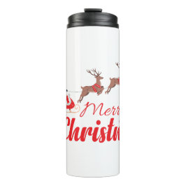 Weihnachtsbaum und Rentiere Thermosbecher