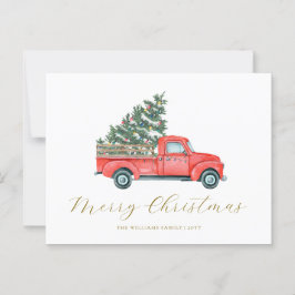 Weihnachtsbaum und roter LKW Merry X'mas Postkarte