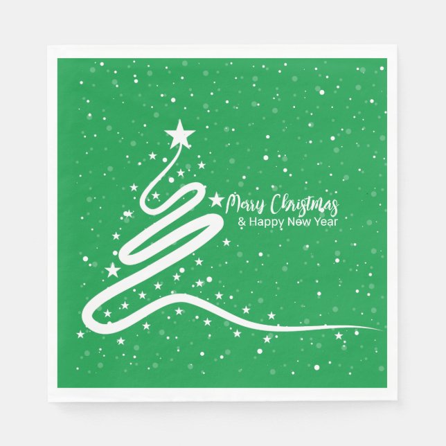 Weihnachtsbaum und Schneefall Papier Napkins Serviette (Vorderseite)