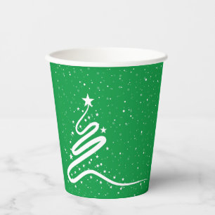 Weihnachtsbaum und Schneefall Pappbecher