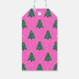 Weihnachtsbaum und Schneefall Rosa Geschenkanhänger