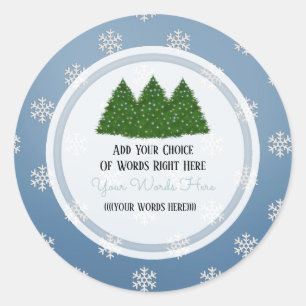 Weihnachtsbaum und Schneeflocke Klassischer Rundst Runder Aufkleber