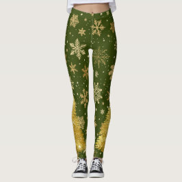 Weihnachtsbaum und Schneeflocken Leggings