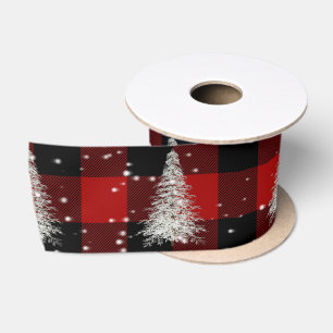 Weihnachtsbaum und Schneeflocken Satin Ribbon Satinband