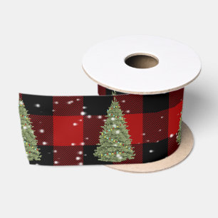 Weihnachtsbaum und Schneeflocken Satin Ribbon Satinband