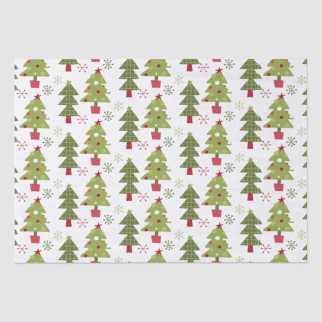 Weihnachtsbaum und Schneeflocken Seidenpapier (Vorderseite)