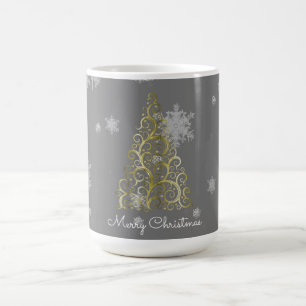 Weihnachtsbaum und Schneeflocken Tasse