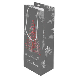 Weihnachtsbaum und Schneeflocken Weinbeutel Geschenktüte Für Weinflaschen