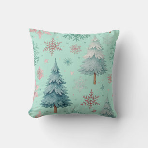 Weihnachtsbaum- und Schneeflocken-Wurfkissen Kissen