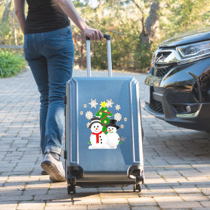 Weihnachtsbaum und Schneemann Aufkleber