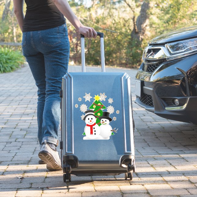 Weihnachtsbaum und Schneemann Aufkleber (Koffer Insitu)