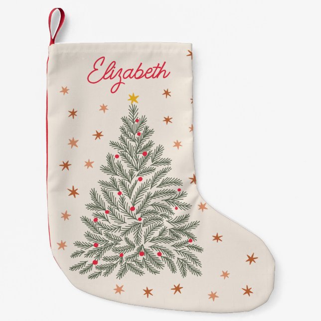Weihnachtsbaum und Sterne der skandinavischen Volk Kleiner Weihnachtsstrumpf (Vorderseite)