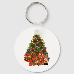 Weihnachtsbaum und Teddybären Schlüsselanhänger