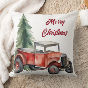 Weihnachtsbaum und Vintage Aquarellen Kissen