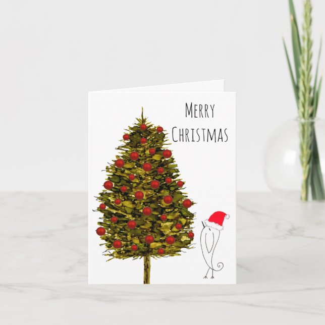 Weihnachtsbaum und Vogelgrippe Feiertagskarte (Vorderseite)