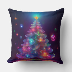 Weihnachtsbaum und Weihnachtsbrille aus Glas Kissen