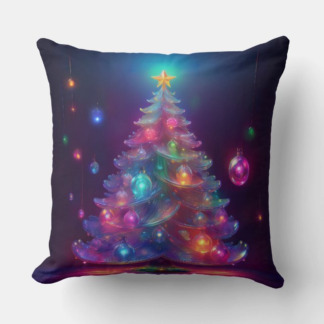 Weihnachtsbaum und Weihnachtsbrille aus Glas Kissen (Vorderseite)