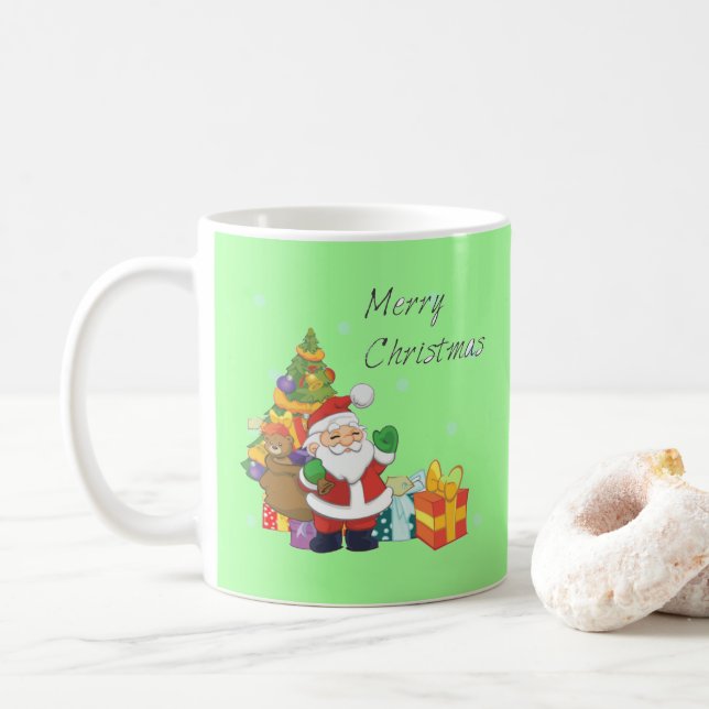Weihnachtsbaum und Weihnachtsgrün Kaffeetasse (Mit Donut)