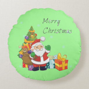 Weihnachtsbaum und Weihnachtsgrün Rundes Kissen