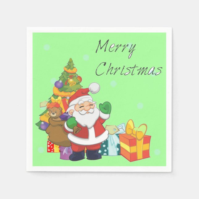 Weihnachtsbaum und Weihnachtsgrün Serviette (Vorderseite)