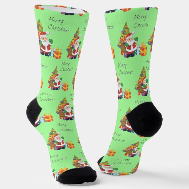 Weihnachtsbaum und Weihnachtsgrün Socken (Gewinkelt)
