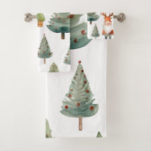 Weihnachtsbaum und Weihnachtsmann in Wasserfarben