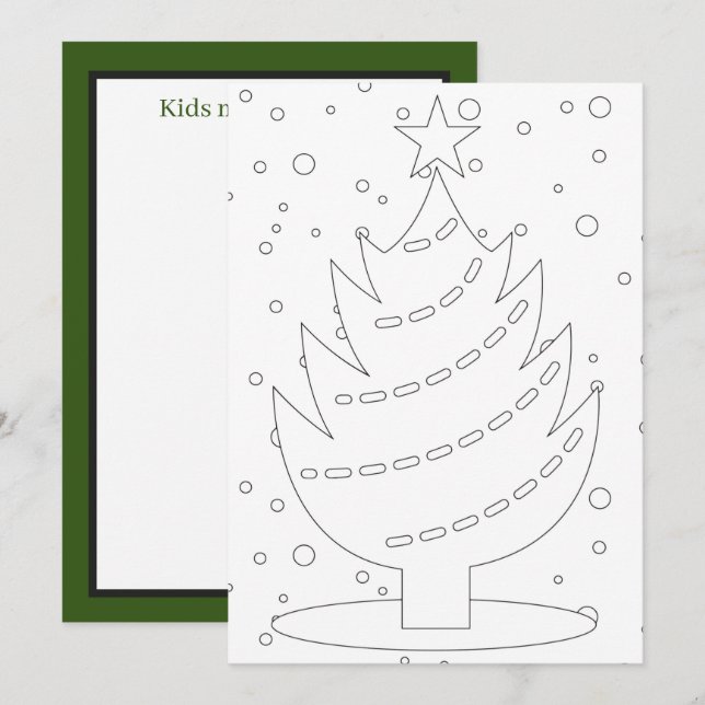 Weihnachtsbaum unisex Kinder Farbe hinzufügen Mitteilungskarte (Vorne/Hinten)