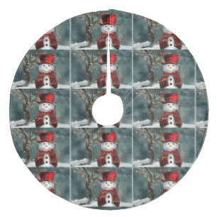 Weihnachtsbaum-Unterlage/Schneemann Fleece Weihnachtsbaumdecke
