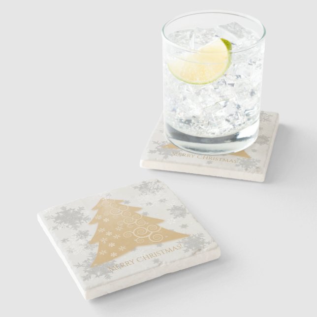 Weihnachtsbaum-Untersetzer Steinuntersetzer (Seitenansicht)