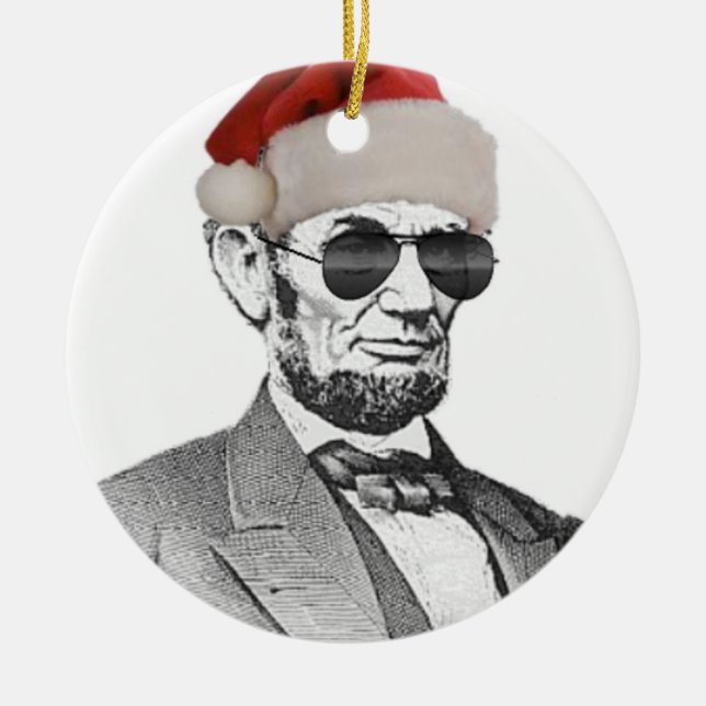 Weihnachtsbaum-Verzierung Lincolns geheime Sankt Keramikornament (Vorne)