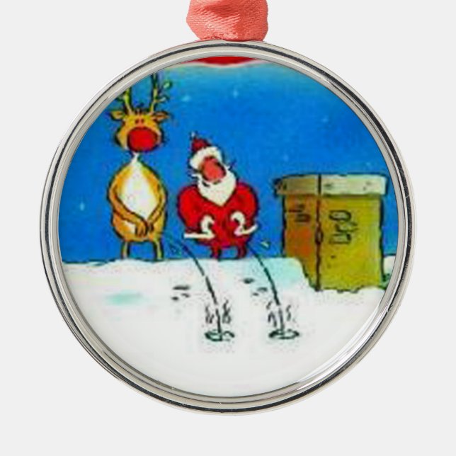 Weihnachtsbaum-Verzierung Sankt pinkelnde Ornament Aus Metall (Vorne)