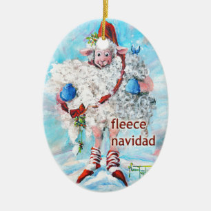 Weihnachtsbaum-Verzierungs-ovale Schaf-Fleece Keramik Ornament