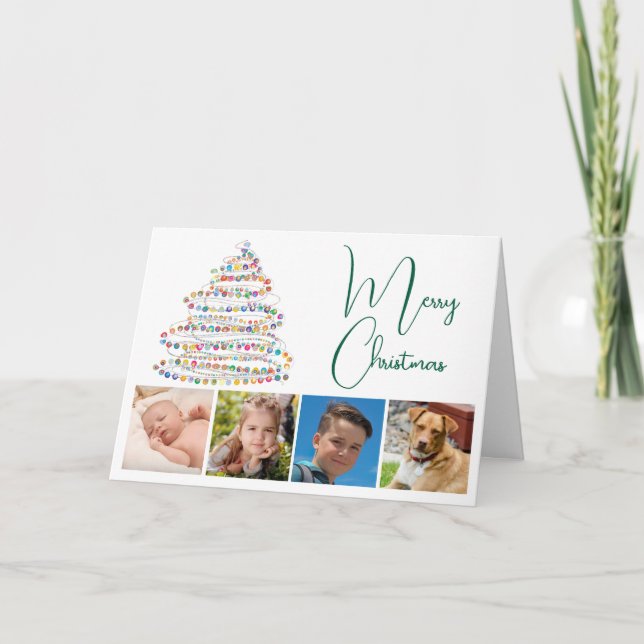 Weihnachtsbaum Vier Foto Feiertagskarte (Vorderseite)