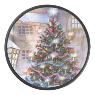 Weihnachtsbaum Vintag Eishockey Puck