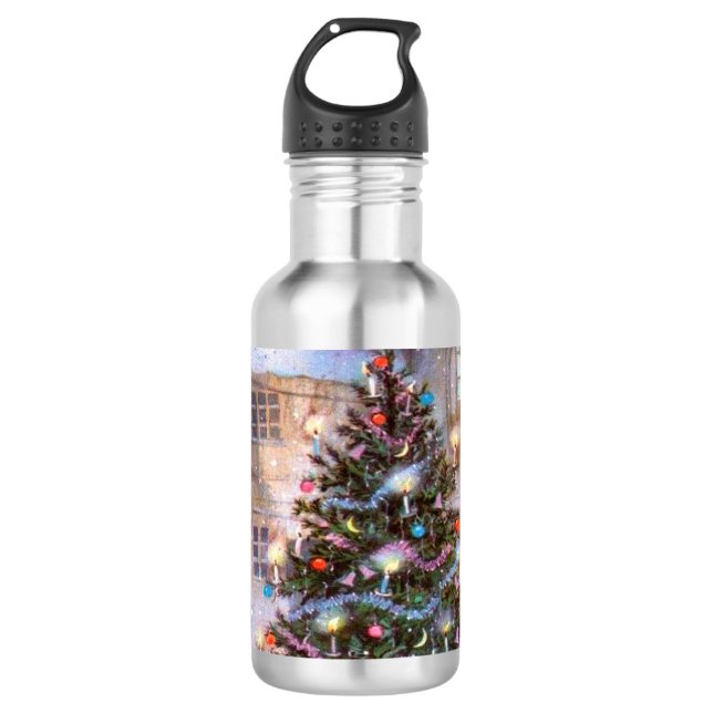 Weihnachtsbaum Vintag Trinkflasche (Vorderseite)