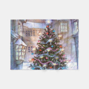 Weihnachtsbaum Vintage Fleecedecke