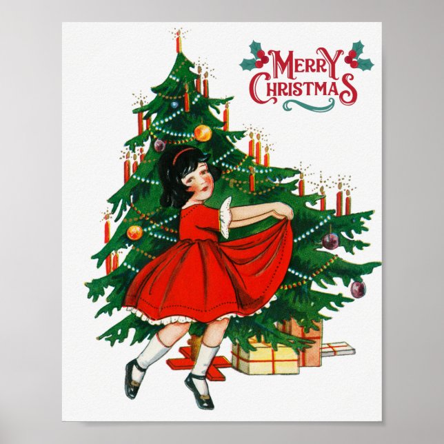 Weihnachtsbaum Vintage-Kunst Poster (Vorne)