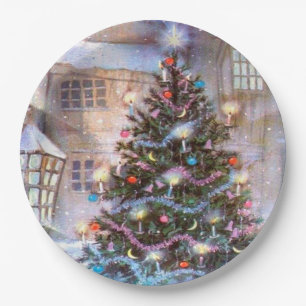 Weihnachtsbaum Vintage Pappteller