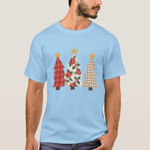 Weihnachtsbaum Vintage Patchwork Rot Kariert Urlau T-Shirt