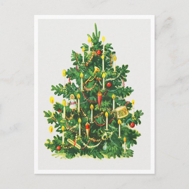 Weihnachtsbaum Vintage Weihnachtspostkarte Feiertagspostkarte (Vorderseite)