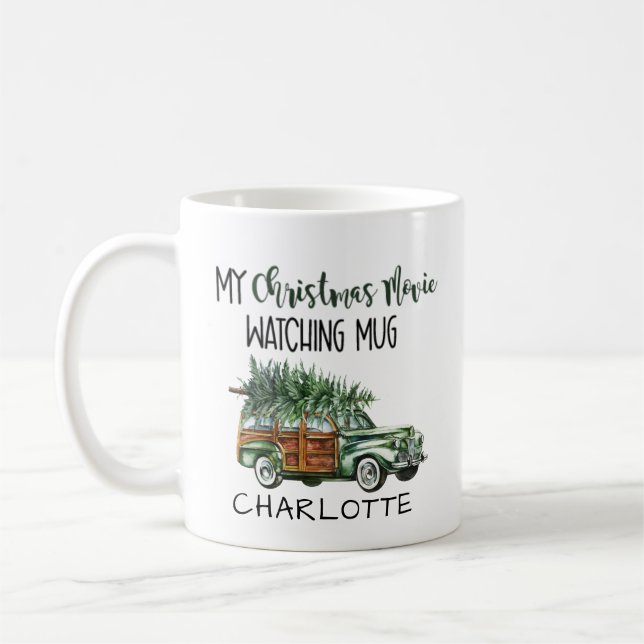Weihnachtsbaum Vintager LKW Weihnachtsfilm Name Kaffeetasse (Links)