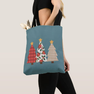 Weihnachtsbaum Vintages Patchwork Roter Karierter  Tasche