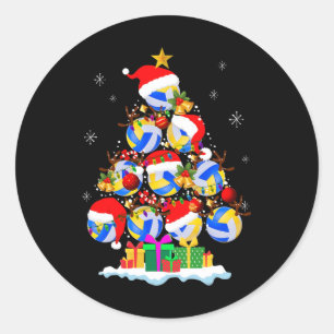 Weihnachtsbaum Volleyball Ball Weihnachtsmannmütze Runder Aufkleber