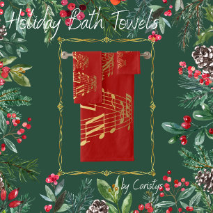 Weihnachtsbaum von Gold Musical Notes Handtuch Badhandtuch Set
