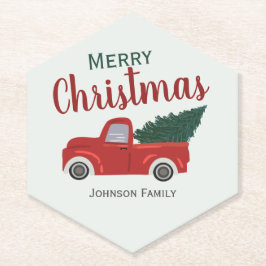 Weihnachtsbaum von Red LKW personalisiert Paper Un Untersetzer