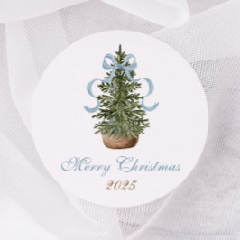 Weihnachtsbaum Vorbereiteter Bogen Blau Weihnachte Runder Aufkleber