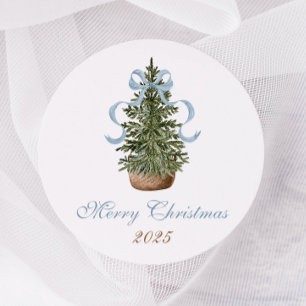 Weihnachtsbaum Vorbereiteter Bogen Blau Weihnachte Runder Aufkleber