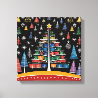 Weihnachtsbaum Warli Kunstgeflecht Leinwand drucks
