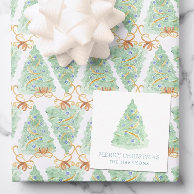 Weihnachtsbaum Wasserfarbe Grandmillennial Mitteilungskarte (Von Creator hochgeladen)